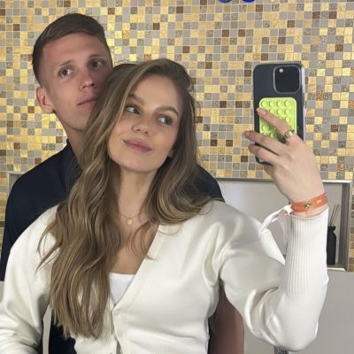 Dani Olmo with his girlfriend Laura Abla Schmitt