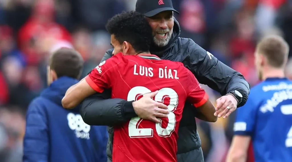 Luis Diaz with his former Liverpool boss Jürgen Klopp